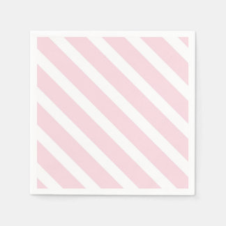 Serviette En Papier Motif diagonal rose et blanc