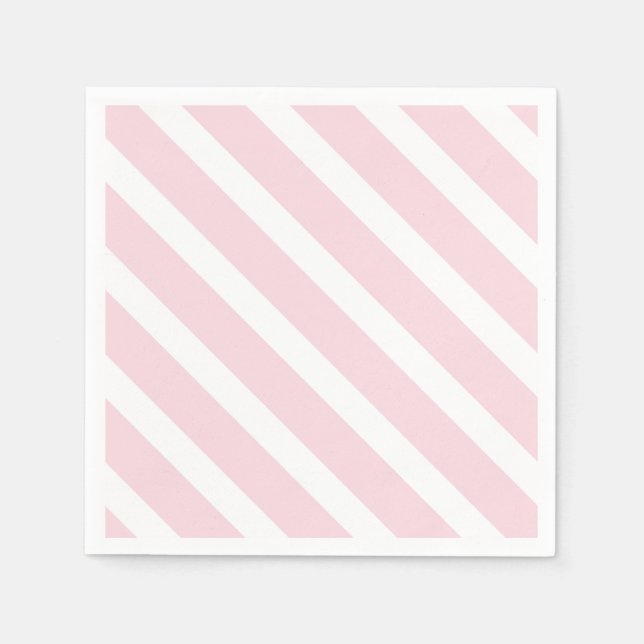 Serviette En Papier Motif diagonal rose et blanc (Devant)