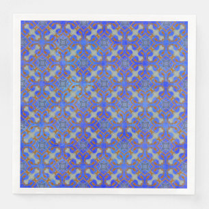 Serviette En Papier Motif diamant défilé orange et bleu