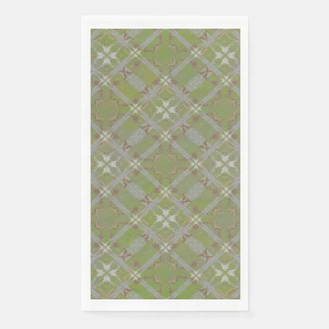 Serviette En Papier Motif diamant Gris et Carrelage Vert (Devant)