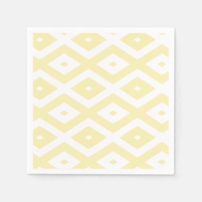 Serviette En Papier Motif diamant jaune pâle et blanc (Devant)