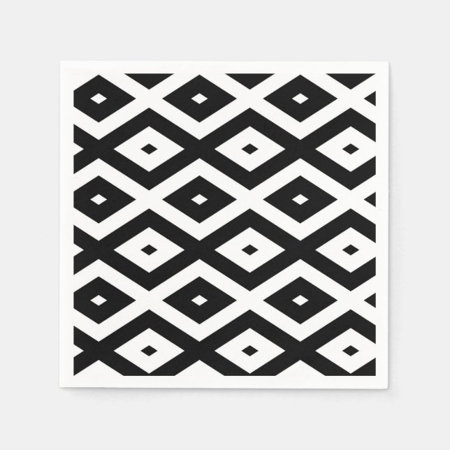 Serviette En Papier Motif diamant noir et blanc (Devant)