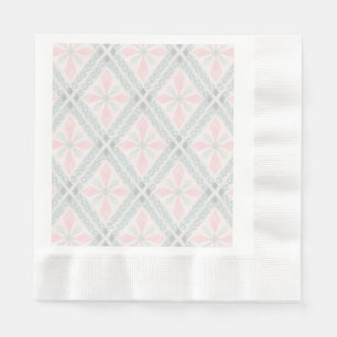 Serviette En Papier Motif diamant pastel vert et rose