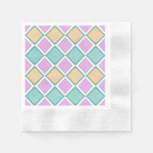Serviette En Papier Motif diamant prisme Harlequin pastel