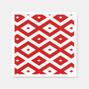 Serviette En Papier Motif diamant rouge et blanc