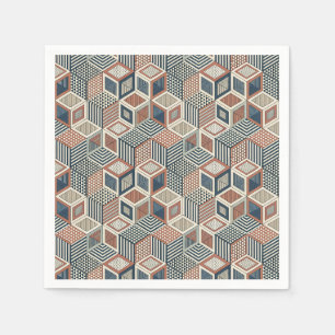 Serviette En Papier Motif d'illusion de triangles et de cubes géométri