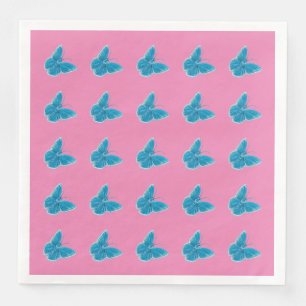 Serviette En Papier Motif d'illustration de papillons bleus