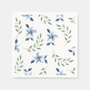 Serviette En Papier motif d'impression bleu floral transparent