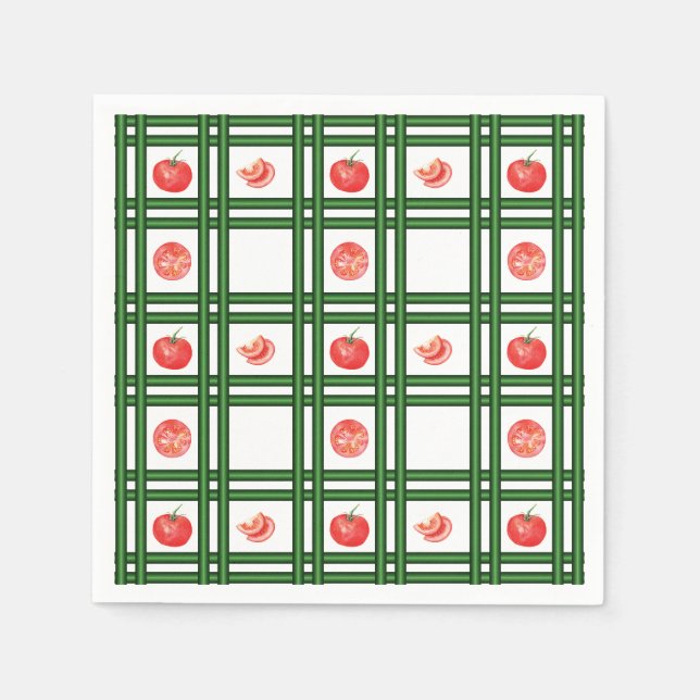 Serviette En Papier Motif du jardinier de tomates fraîches (Devant)