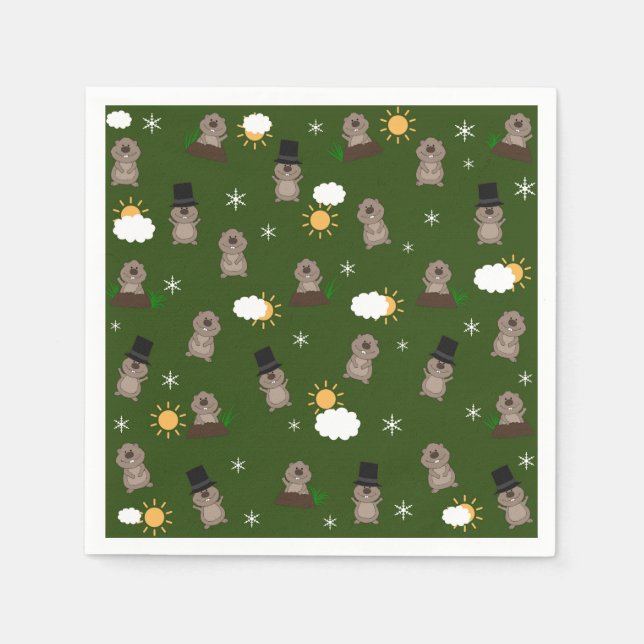 Serviette En Papier Motif du jour de la marmotte (Devant)