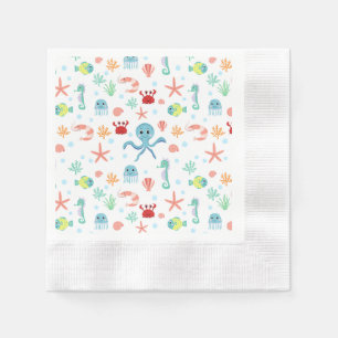Serviette En Papier Motif du monde marin