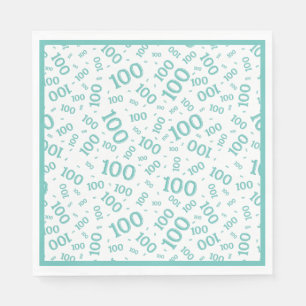 Serviette En Papier Motif du nombre aléatoire centenaire 100 Turquoise