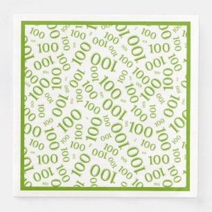 Serviette En Papier Motif du nombre aléatoire centenaire 100 vert