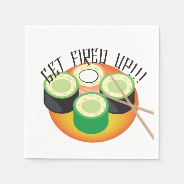 Serviette En Papier Motif du Sushi Party Hibachi Cucumber Chopsticks (Devant)