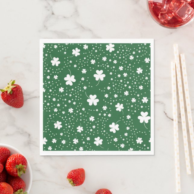 Serviette En Papier Motif du trèfle de la Saint Patrick (En situation)