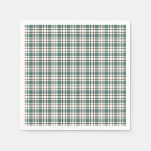 Serviette En Papier motif écossais vert à damiers clair