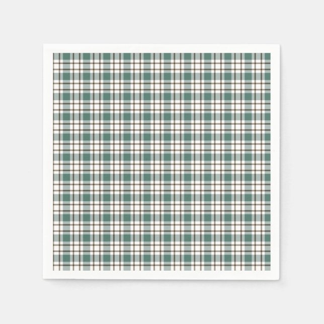 Serviette En Papier motif écossais vert à damiers clair (Devant)