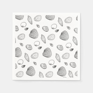 Serviette En Papier Motif élégant de coquillages noirs et blancs