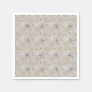 Serviette En Papier Motif élégant de flocon de neige beige