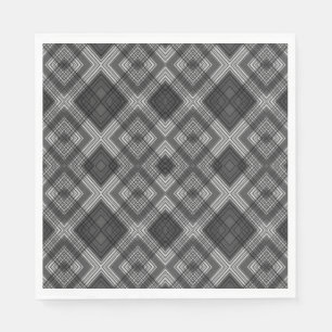 Serviette En Papier Motif en diamant géométrique noir et blanc
