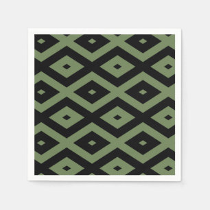 Serviette En Papier Motif en diamant vert olive et noir