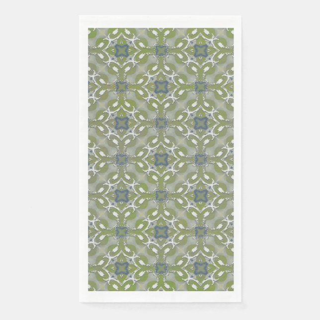 Serviette En Papier Motif en fibre métallique gris argenté vert (Devant)