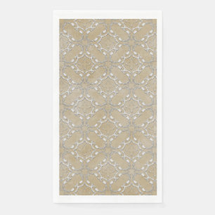 Serviette En Papier Motif en gris argenté et en gris-beige en accord 