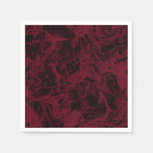 Serviette En Papier Motif en marbre noir et rouge. (Devant)