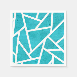 Serviette En Papier Motif en mosaïque bleu-vert et blanc
