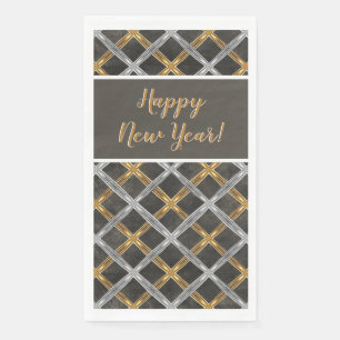 Serviette En Papier Motif en or, en argent et en noir