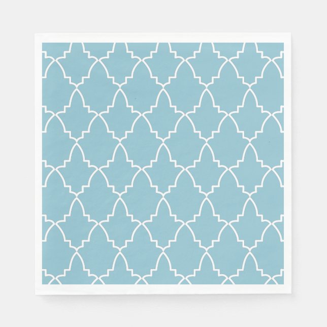 Serviette En Papier Motif en treillis marocain bleu clair (Devant)