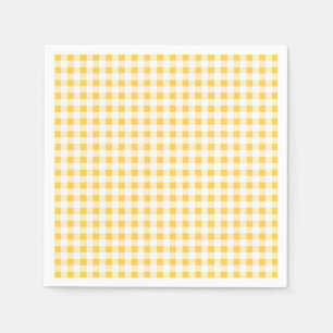 Serviette En Papier Motif En vichy jaune blanc, ton monogramme