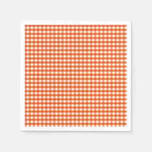 Serviette En Papier Motif En vichy orange et blanc