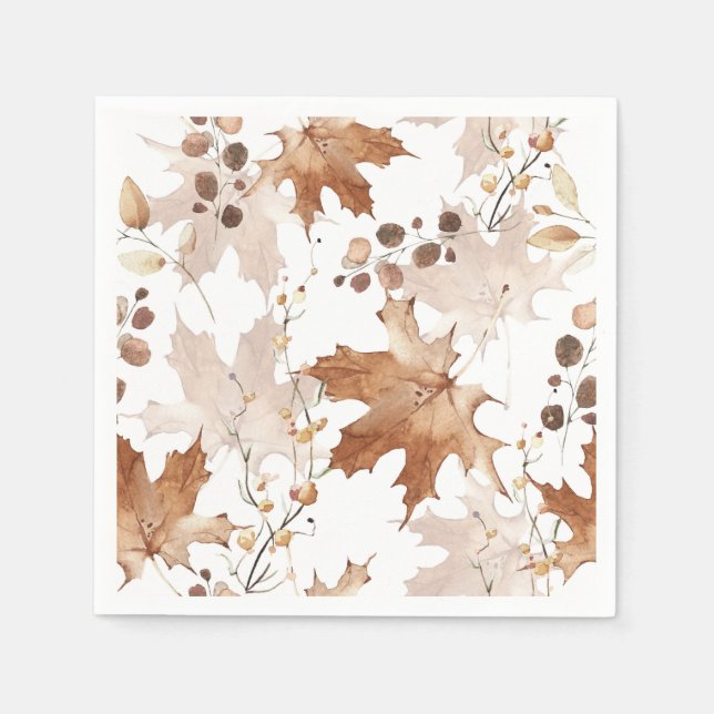 Serviette En Papier Motif Feuille de l'érable d'automne Thanksgiving (Devant)