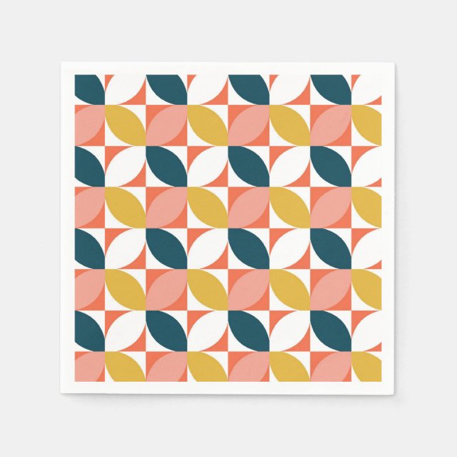 Serviette En Papier Motif feuille moderne du milieu du siècle (Devant)