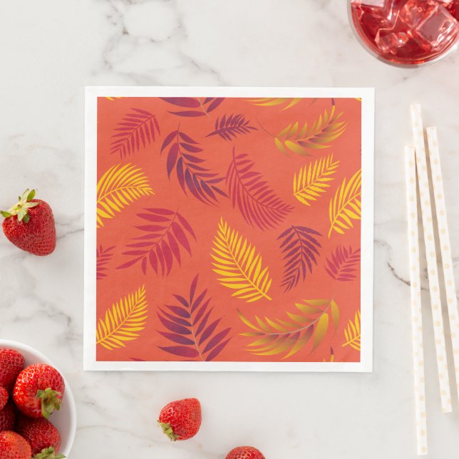 Serviette En Papier Motif Feuille tropical 18 (En situation)