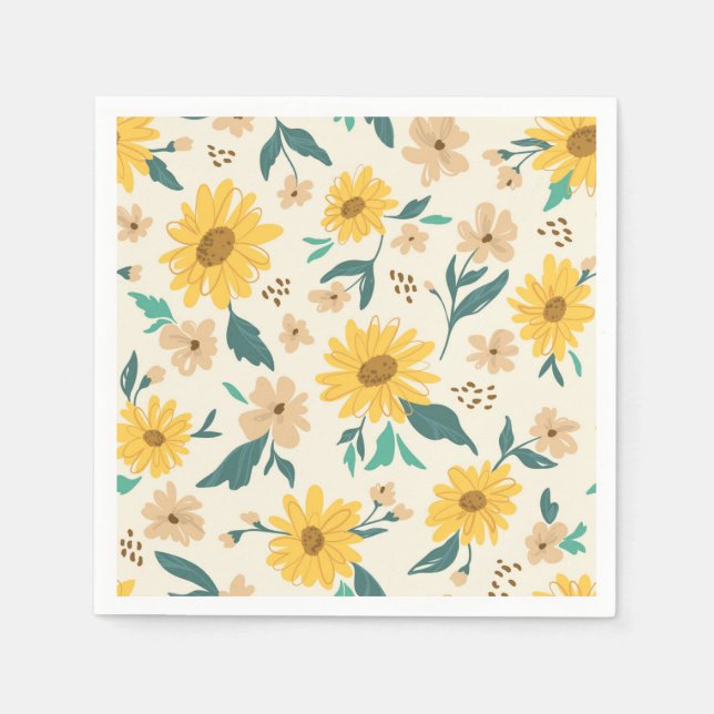 Serviette En Papier Motif Fleur de marguerite jaune (Devant)