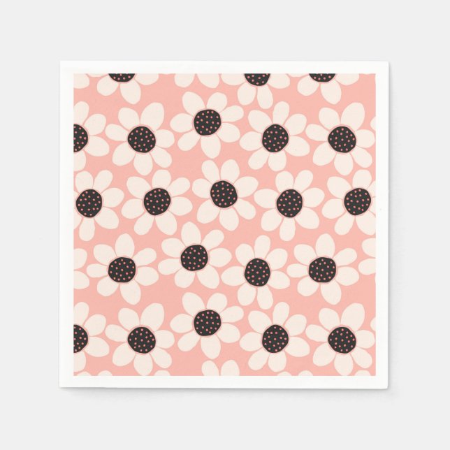 Serviette En Papier Motif Fleur Rose Cute (Devant)