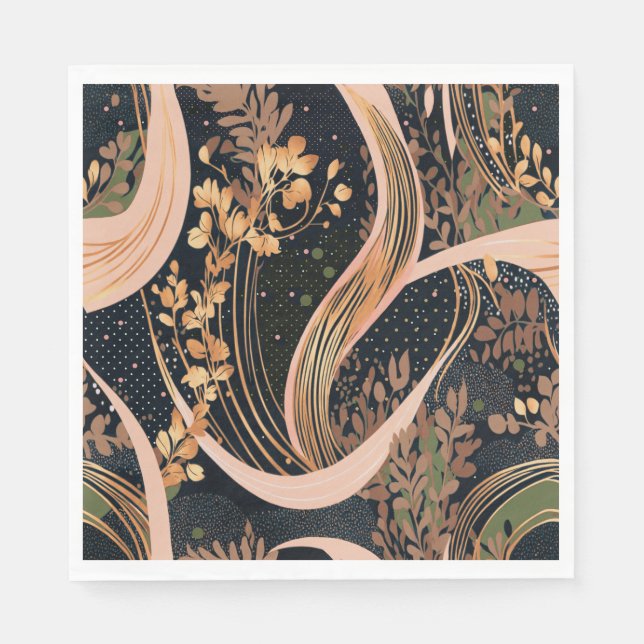 Serviette En Papier motif floral Abstrait, pois, vignes (Devant)