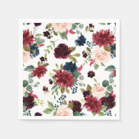 Motif floral aquarelle bordeaux et bleu marine