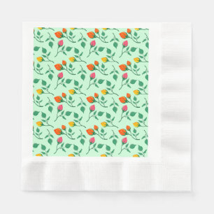 Serviette En Papier Motif floral avec fleurs roses colorées