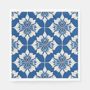 Serviette En Papier Motif floral bleu et blanc élégant