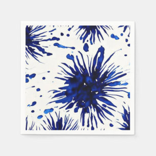 Serviette En Papier motif floral bleu marine