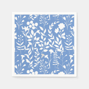 Serviette En Papier Motif floral bleu.ST02. blanc