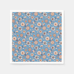 Serviette En Papier Motif floral bleu transparent