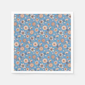 Serviette En Papier Motif floral bleu transparent
