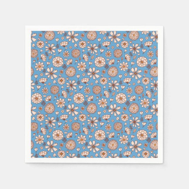 Serviette En Papier Motif floral bleu transparent (Devant)