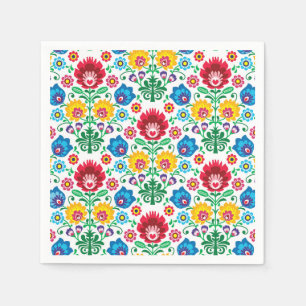 Serviette En Papier Motif floral d'art populaire de coeur