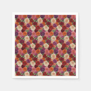 Serviette En Papier Motif floral de dahlia brodé aux tons de bijoux
