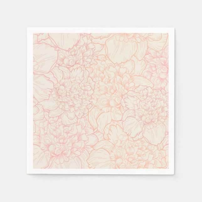 Serviette En Papier Motif floral de pivoine rose (Devant)